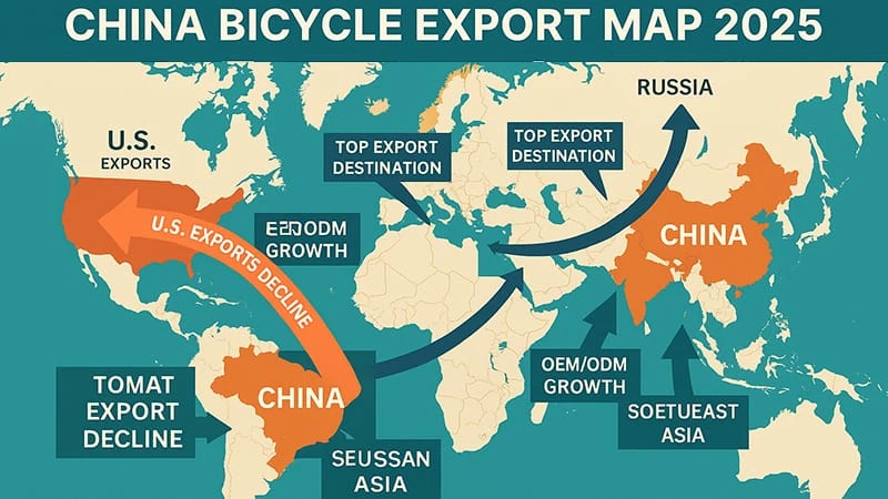 China bicycle export 2025, OEM electric bikes, ebike wholesale, mid drive ebike, folding electric bike, POLEEJIEK, US tariff, ebike market trends