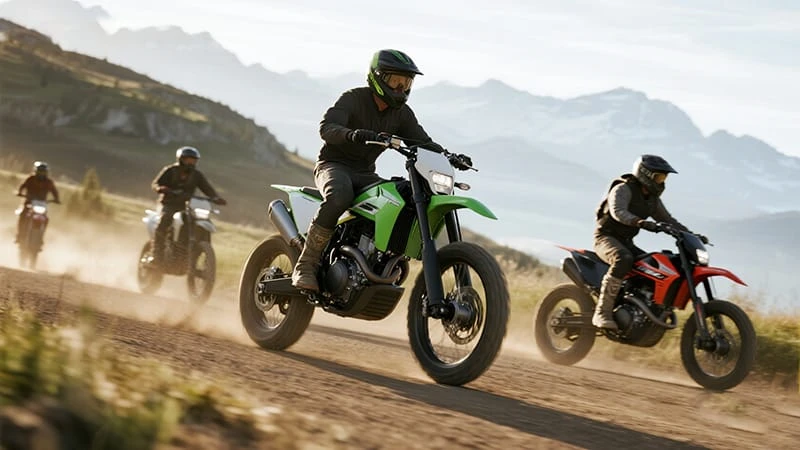An adult riding an electric dirt bike on a scenic trail