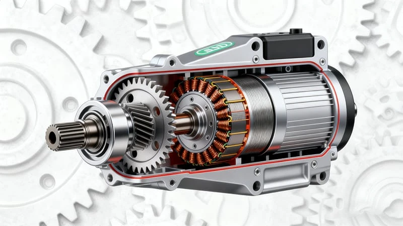 A cutaway view of a modern, compact light-assist mid-drive e-bike motor.