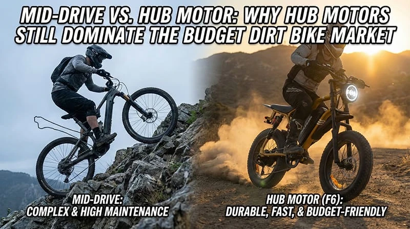 Mid drive ebike, Hub motor, Electric dirt bike